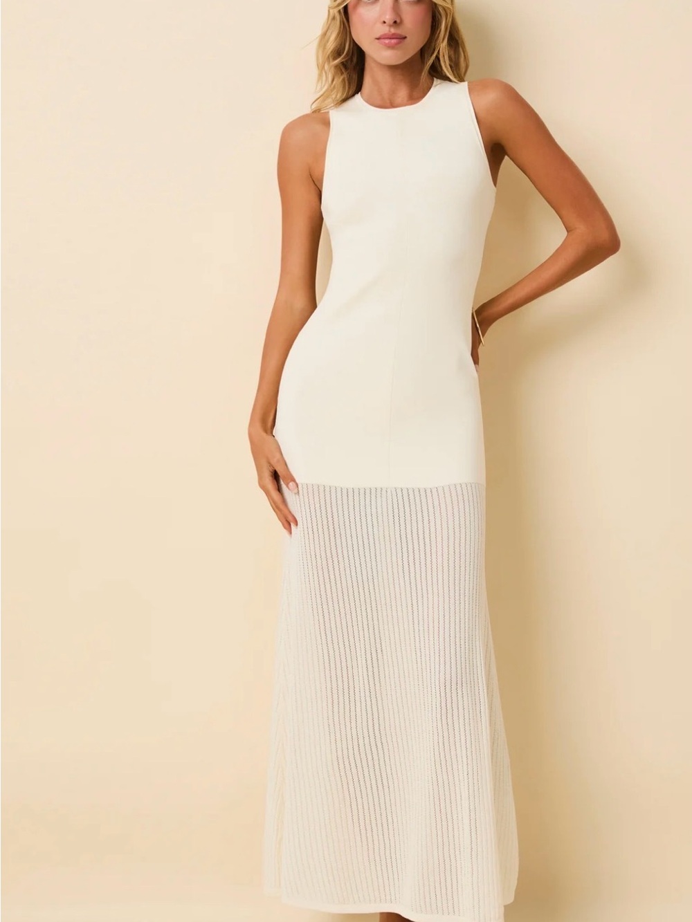 Solid and striped Lucerne Pointelle Brule Maxi Dress medium